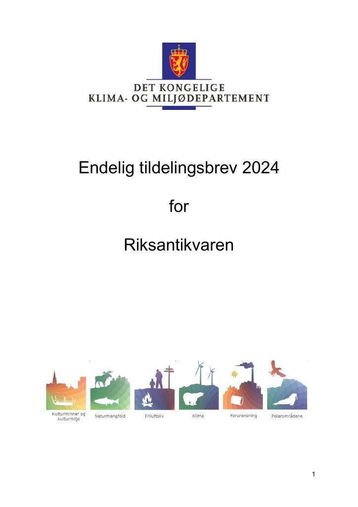 Forsiden av dokumentet Tildelingsbrev 2024