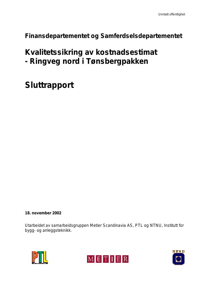 Forsiden av dokumentet Ringveg nord i Tønsberpakken