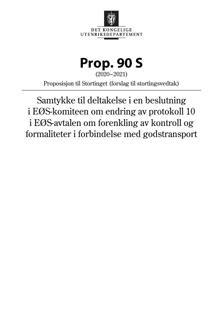 Forsiden av dokumentet Prop. 90 S (2020–2021)