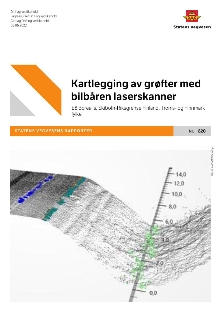 Forsiden av dokumentet Kartlegging av grøfter med  bilbåren laserskanner