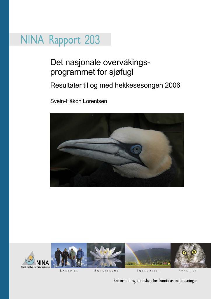 Forsiden av dokumentet Det nasjonale overvåkingsprogrammet for sjølfugl