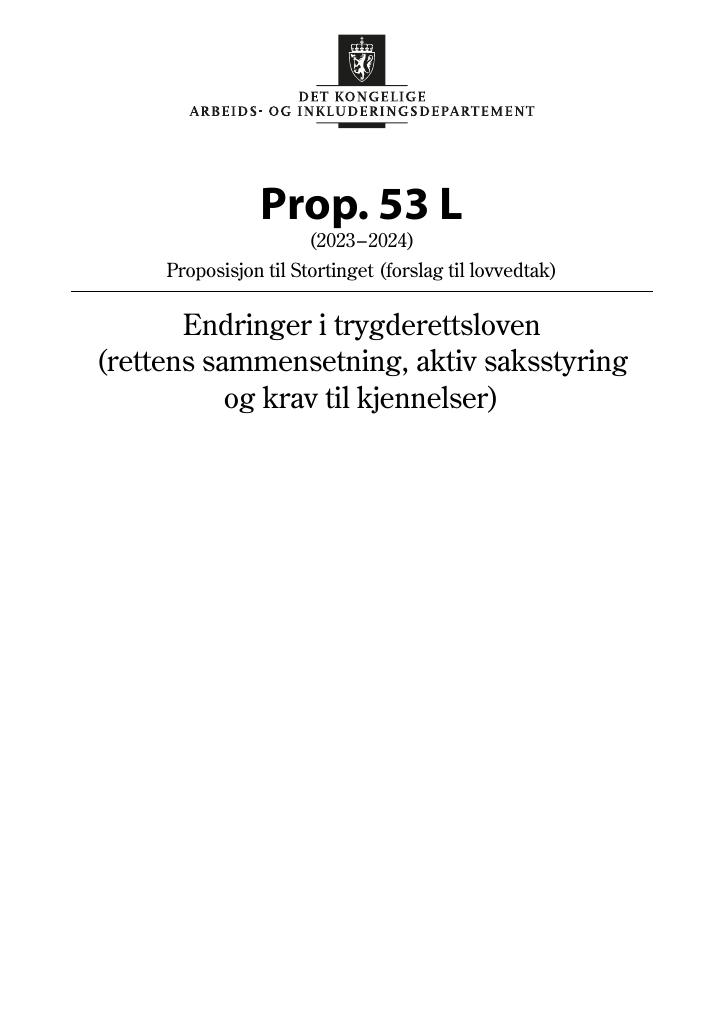 Forsiden av dokumentet Prop. 53 L (2023–2024)