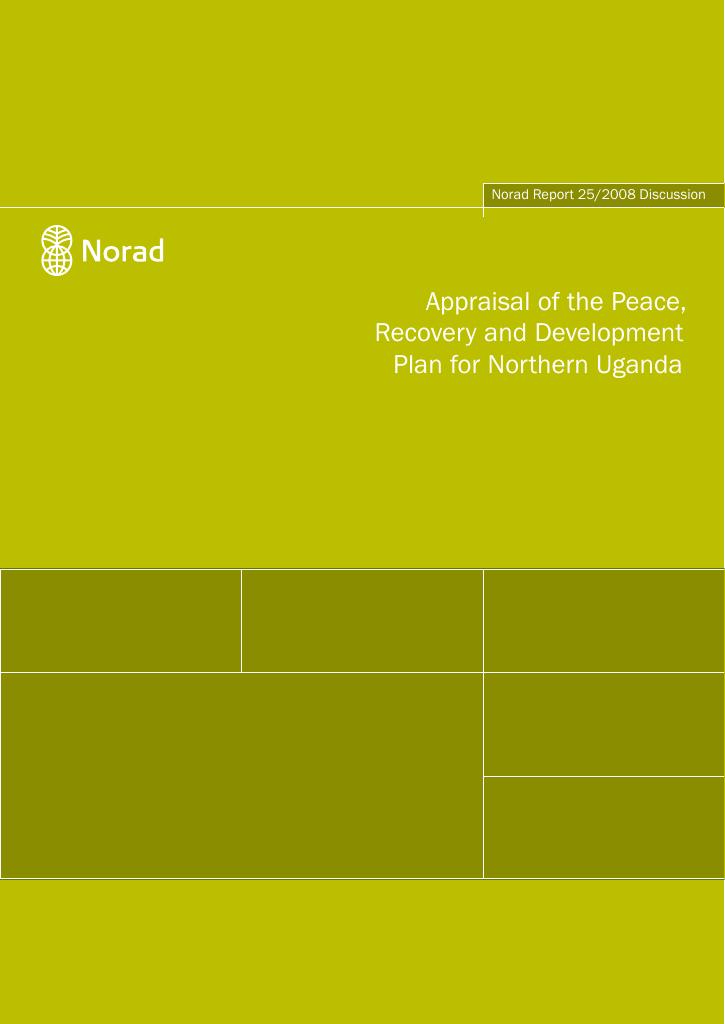 Forsiden av dokumentet Appraisal of the Peace, Recovery and Development Plan for Northern Uganda