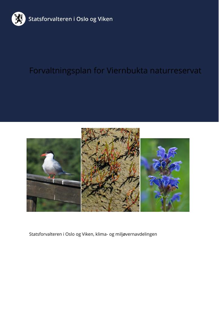 Forsiden av dokumentet Forvaltningsplan for Viernbukta naturreservat