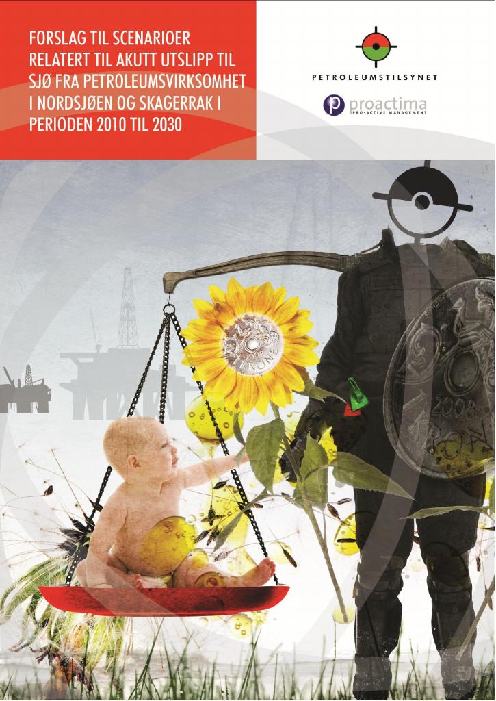 Forsiden av dokumentet Forslag til scenarioer relatert til akutt utslipp til sjø fra petroleumsvirksomhet i Nordsjøen og Skagerrak i perioden 2010 til 2030