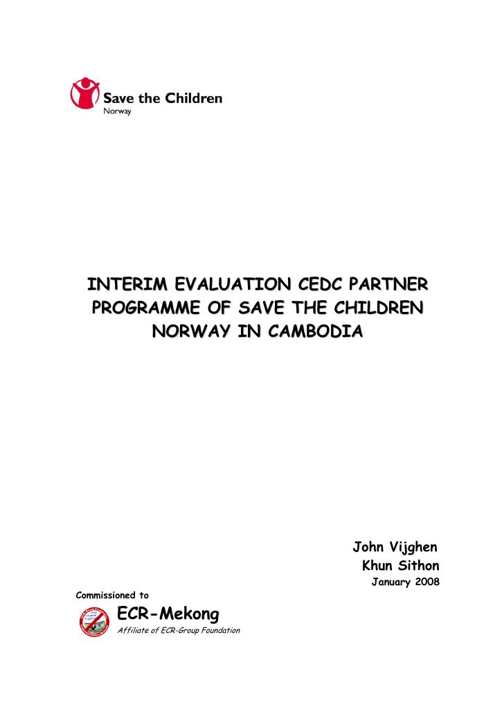 Forsiden av dokumentet Interim evaluation CEDC partner programme of Save the Children Norway in Cambodia