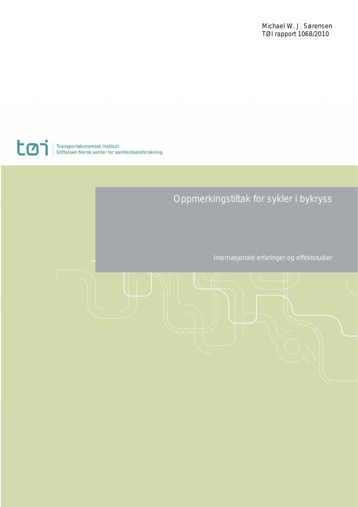 Forsiden av dokumentet Oppmerkingstiltak for sykler i bykryss