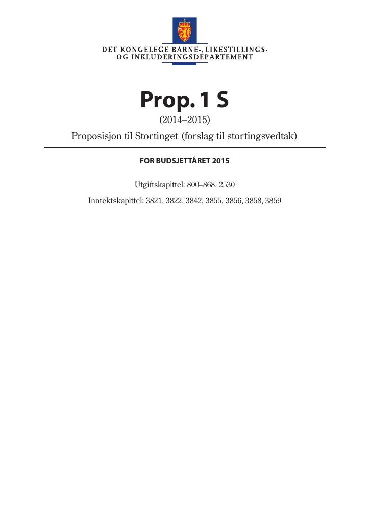 Forsiden av dokumentet Prop. 1 S (2014–2015)