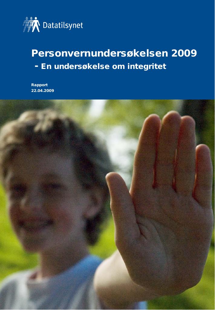 Forsiden av dokumentet Personvernundersøkelsen 2009