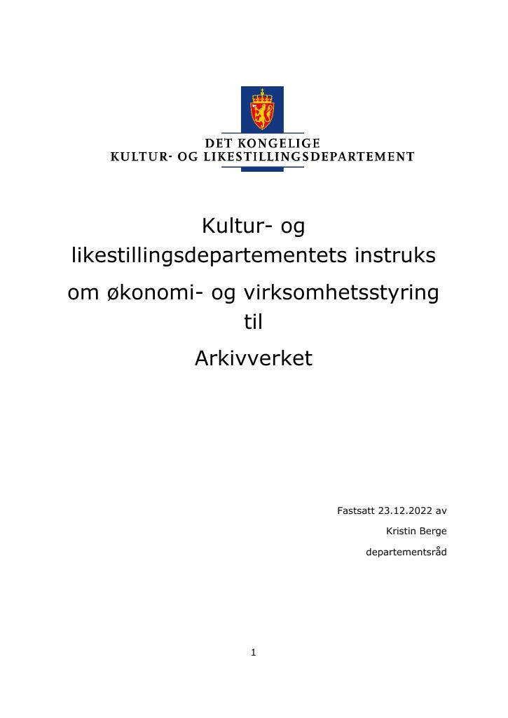 Forsiden av dokumentet Instruks Arkivverket 2023