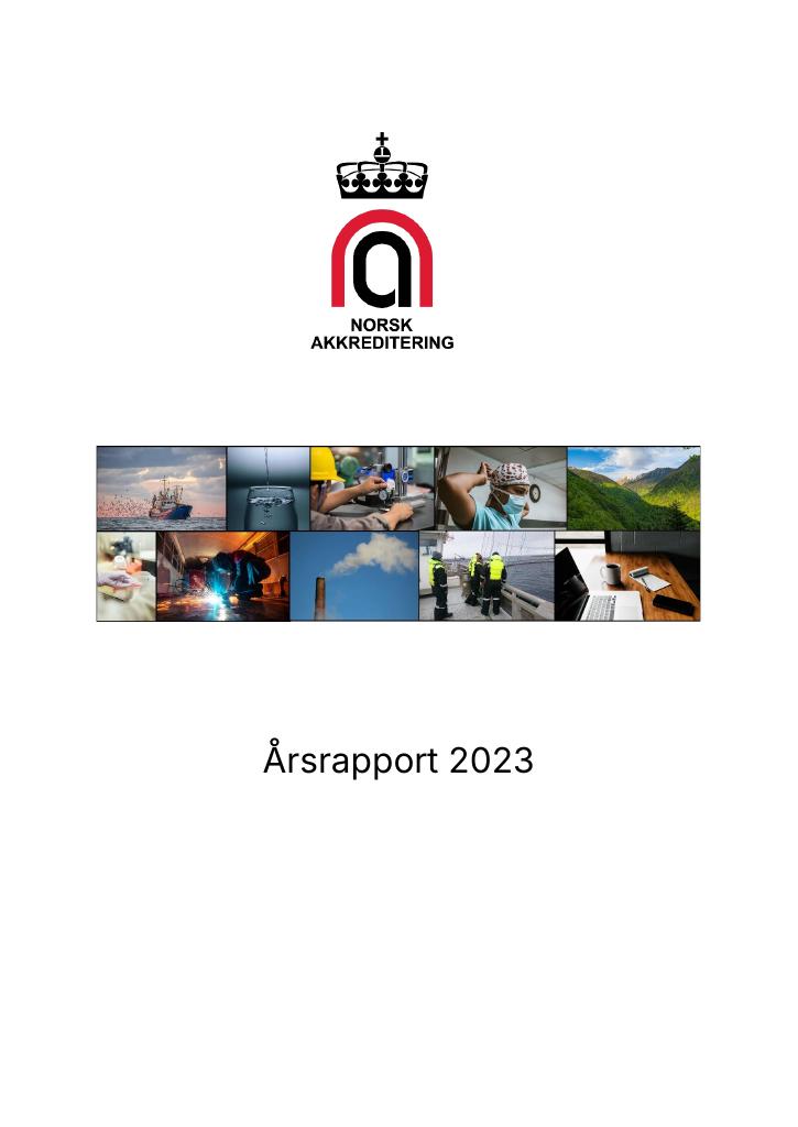 Forsiden av dokumentet Årsrapport Norsk akkreditering 2023