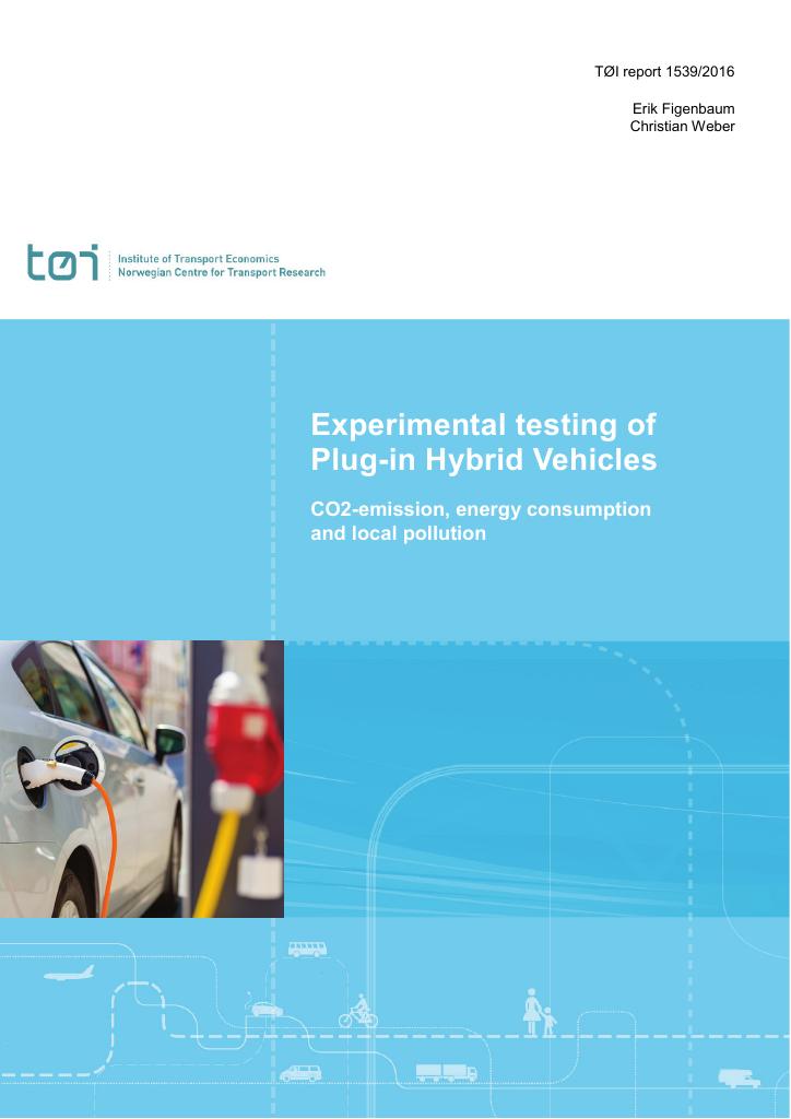 Forsiden av dokumentet Experimental testing of Plug-in Hybrid Vehicles CO2-emission, energy consumption and local pollution