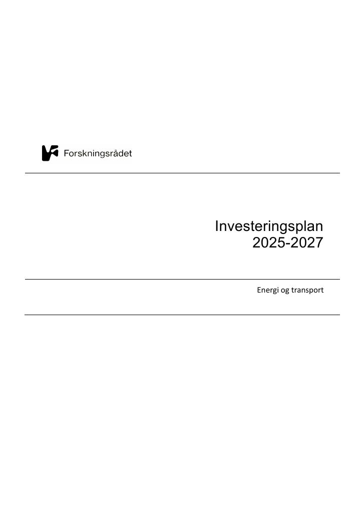 Forsiden av dokumentet Investeringsplan 2025-2027