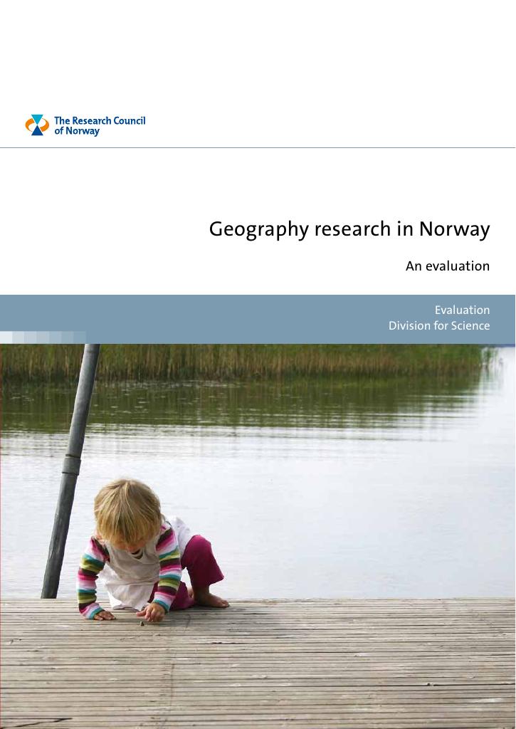 Forsiden av dokumentet Evaluation - Geography Research in Norway
