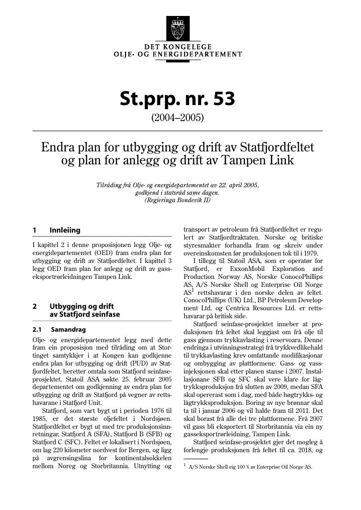 Forsiden av dokumentet St.prp. nr. 53 (2004-2005)