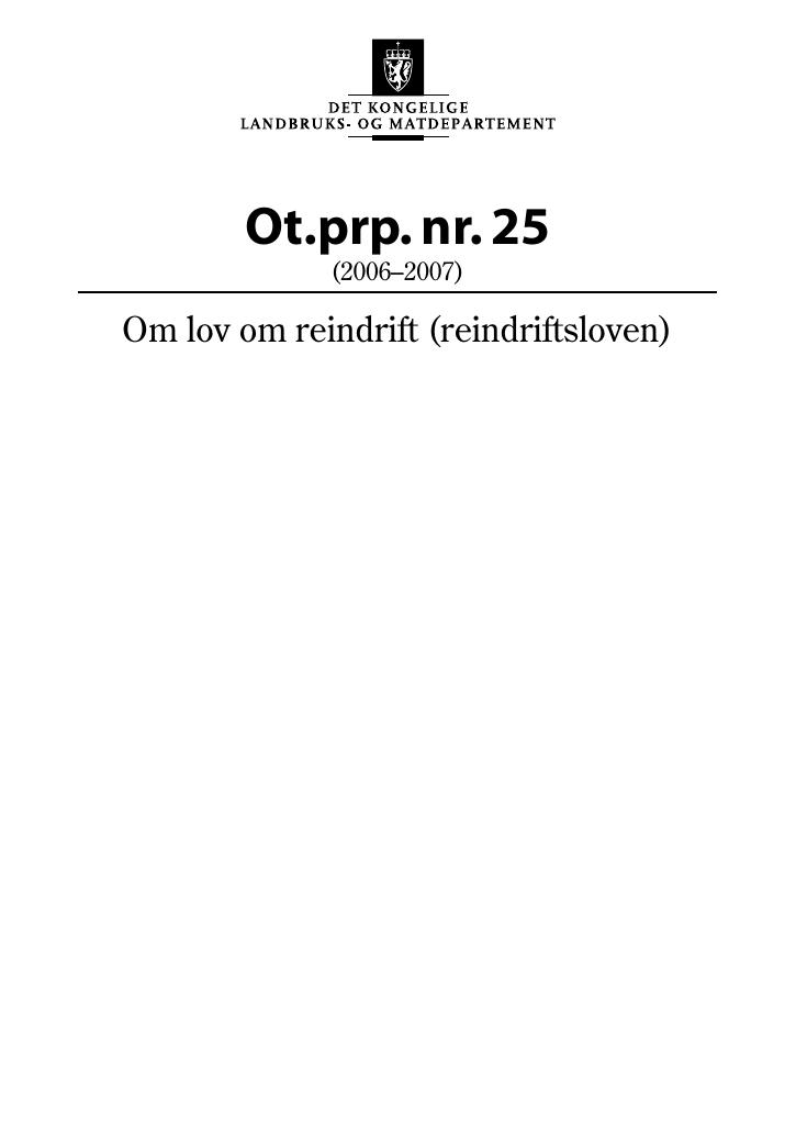 Forsiden av dokumentet Ot.prp. nr. 25 (2006-2007)