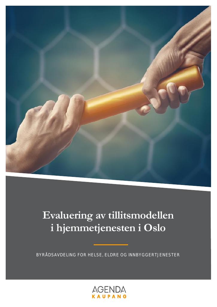 Forsiden av dokumentet Evaluering av tillitsmodellen i hjemmetjenestene