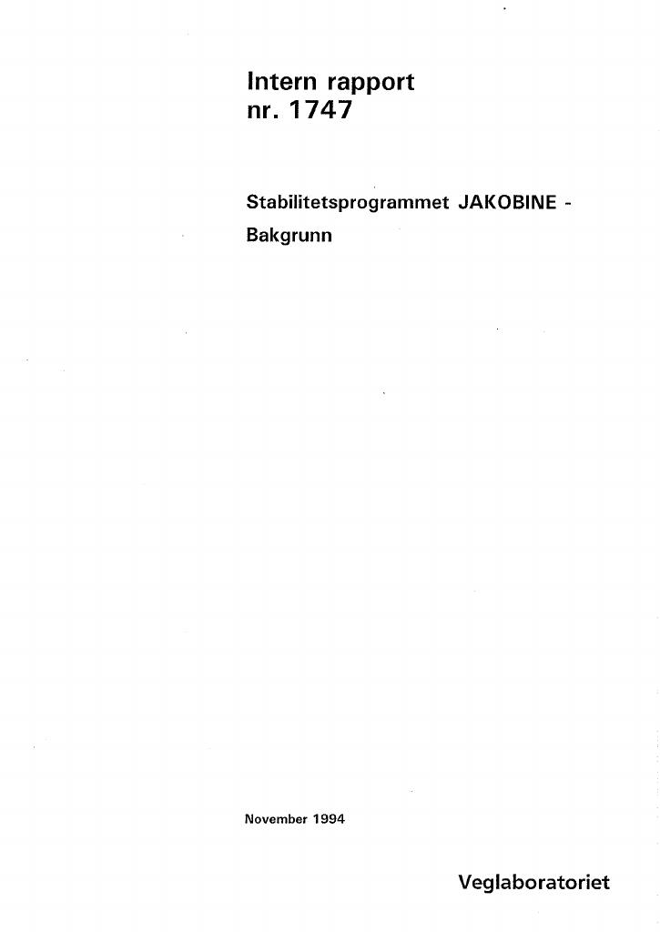 Forsiden av dokumentet Stabilitetsprogrammet JAKOBINE - Bakgrunn