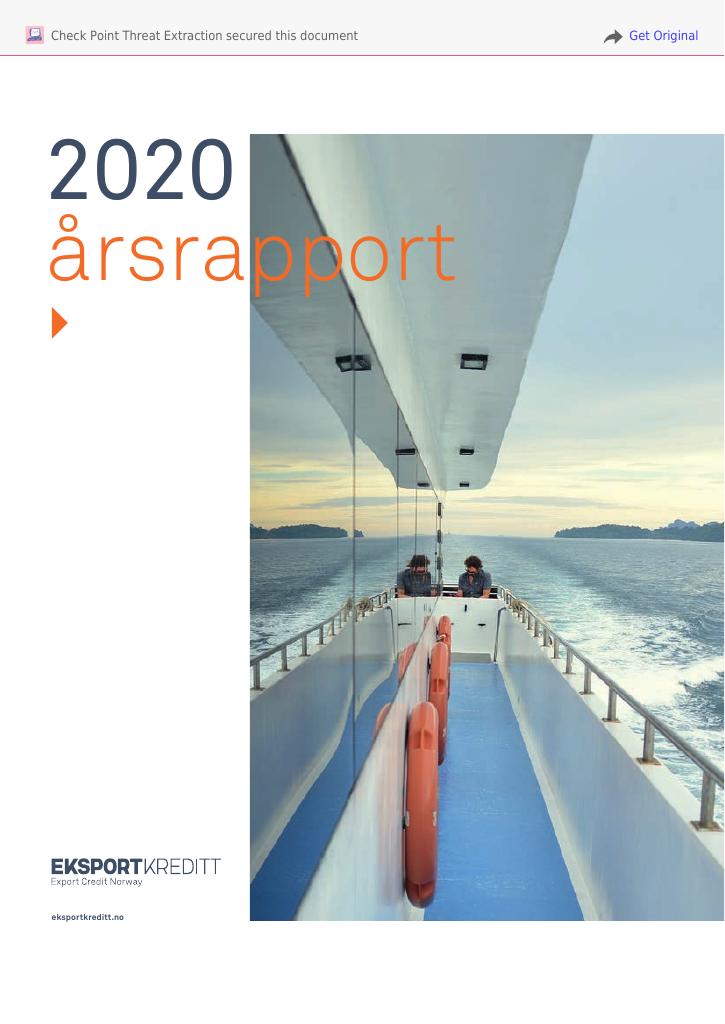 Forsiden av dokumentet Årsrapport Eksportkreditt Norge 2020