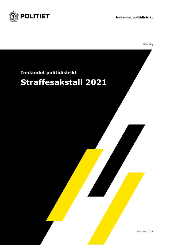 Forsiden av dokumentet Straffesakstall 2021 Innlandet politidistrikt