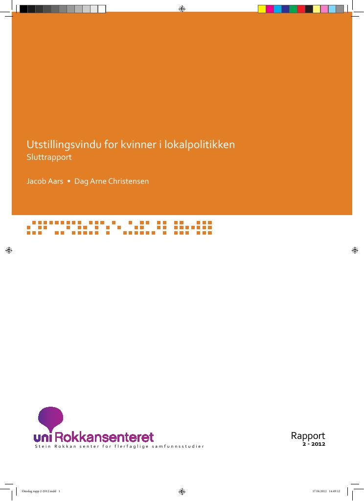 Forsiden av dokumentet Utstillingsvindu for kvinner i lokalpolitikken. Sluttrapport