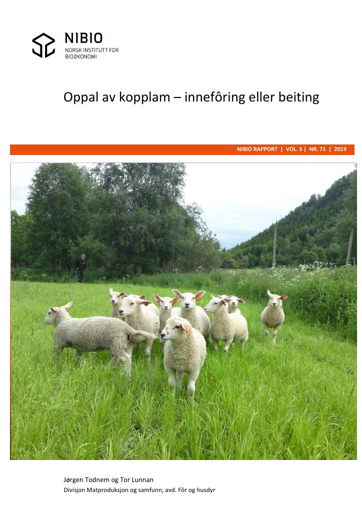 Forsiden av dokumentet Oppal av kopplam – innefôring eller beiting
