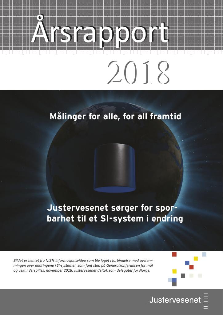 Forsiden av dokumentet Årsrapport Justervesenet 2018