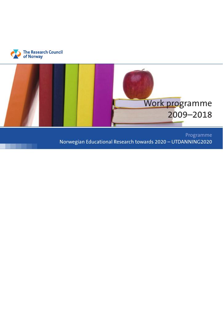 Forsiden av dokumentet Work programme 2009-2018 - UTDANNING