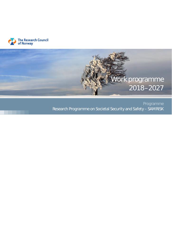 Forsiden av dokumentet Work programme 2018 -2027