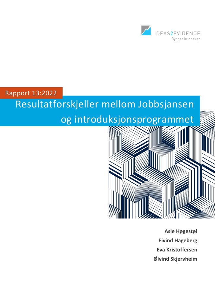 Forsiden av dokumentet Resultatforskjeller mellom Jobbsjansen og introduksjonsprogrammet