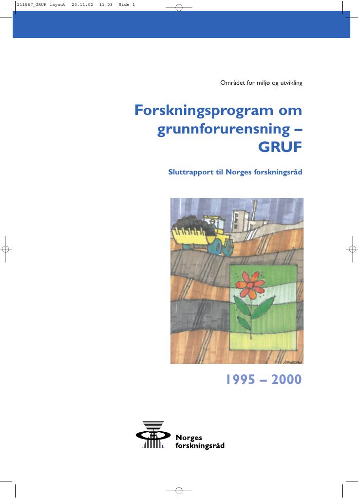 Forsiden av dokumentet Forskningsprogram om grunnforurensning GRUF - (nettversjonen)