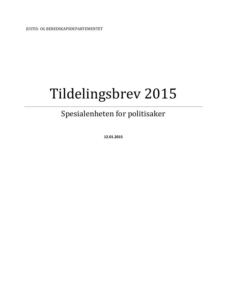 Forsiden av dokumentet Tildelingsbrev (PDF)