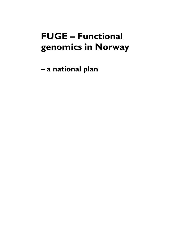 Forsiden av dokumentet FUGE - Functional genomics in Norway