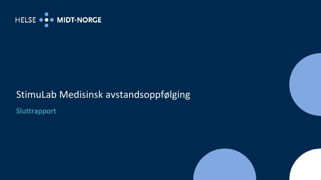 Forsiden av dokumentet Stimulab: Medisinsk avstandsoppfølging