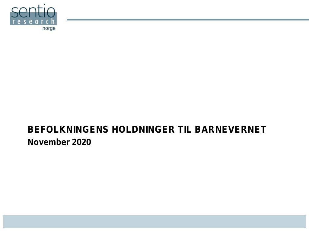 Forsiden av dokumentet Befolkningens holdninger til barnevernet.