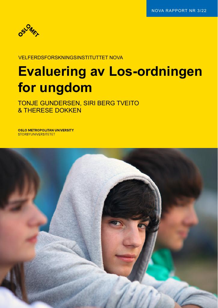 Forsiden av dokumentet Evaluering av Los-ordningen for ungdom