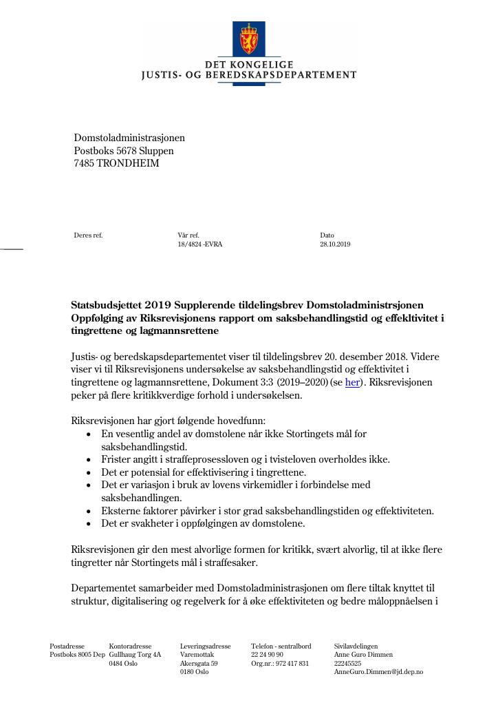 Forsiden av dokumentet Supplerende tildelingsbrev nr 3 (PDF)