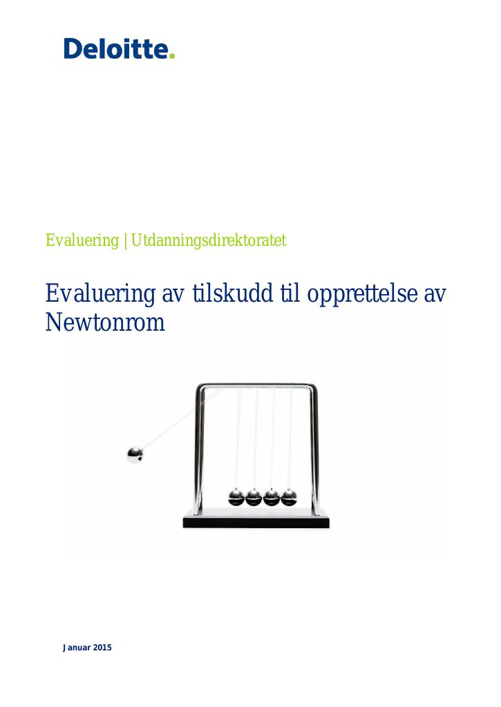 Forsiden av dokumentet Evaluering av Newtonrom