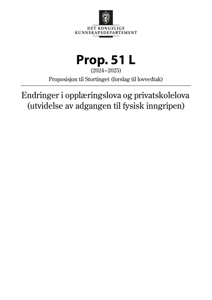 Forsiden av dokumentet Prop. 51 L (2024–2025)
