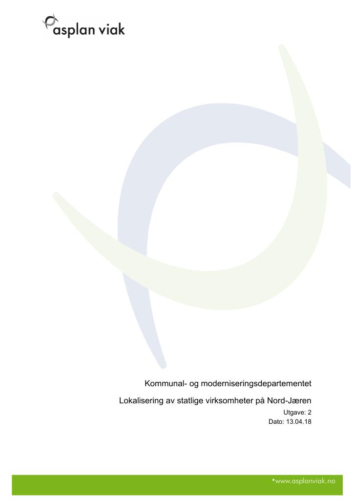 Forsiden av dokumentet Lokalisering av statlige virksomheter på Nord-Jæren