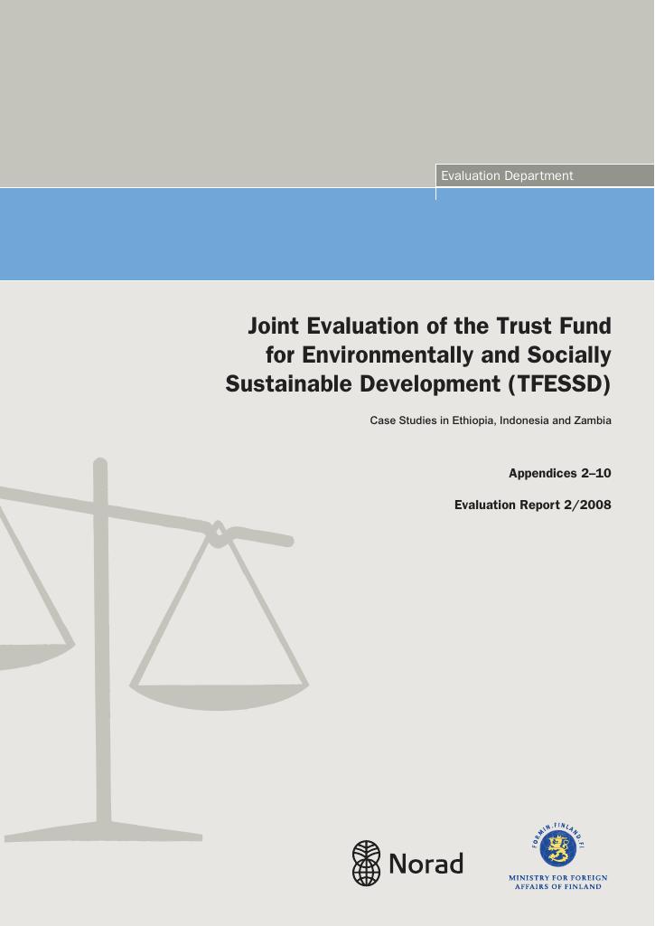 Forsiden av dokumentet Joint Evaluation of the Trust Fund for Environmentally and Socially Sustainable Development (TFESSD)