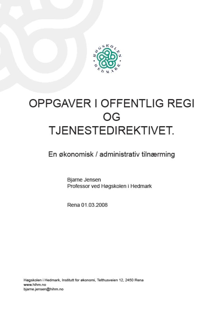 Forsiden av dokumentet Eksterne rapporter om EUs tjenestedirektiv