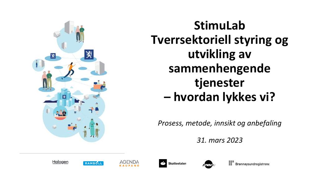 Forsiden av dokumentet StimuLab: Tverrsektoriell styring og utvikling av sammenhengende tjenester
– hvordan lykkes vi?