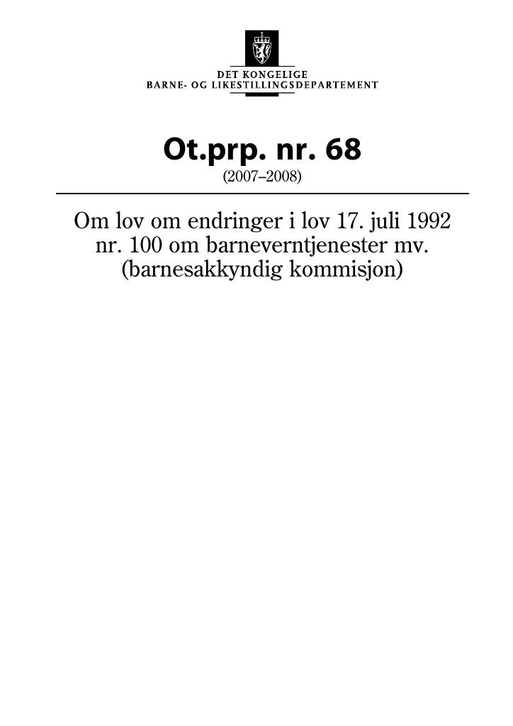 Forsiden av dokumentet Ot.prp. nr. 68 (2007-2008)