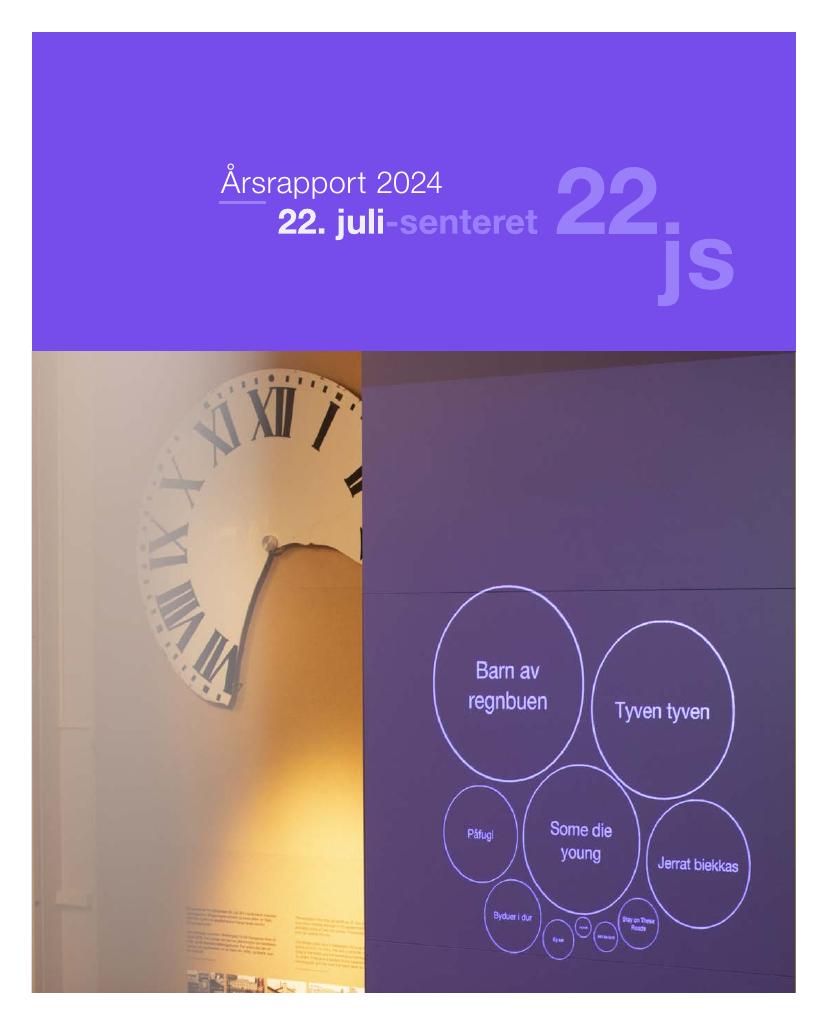 Forsiden av dokumentet Årsrapport 22. juli-senteret 2024