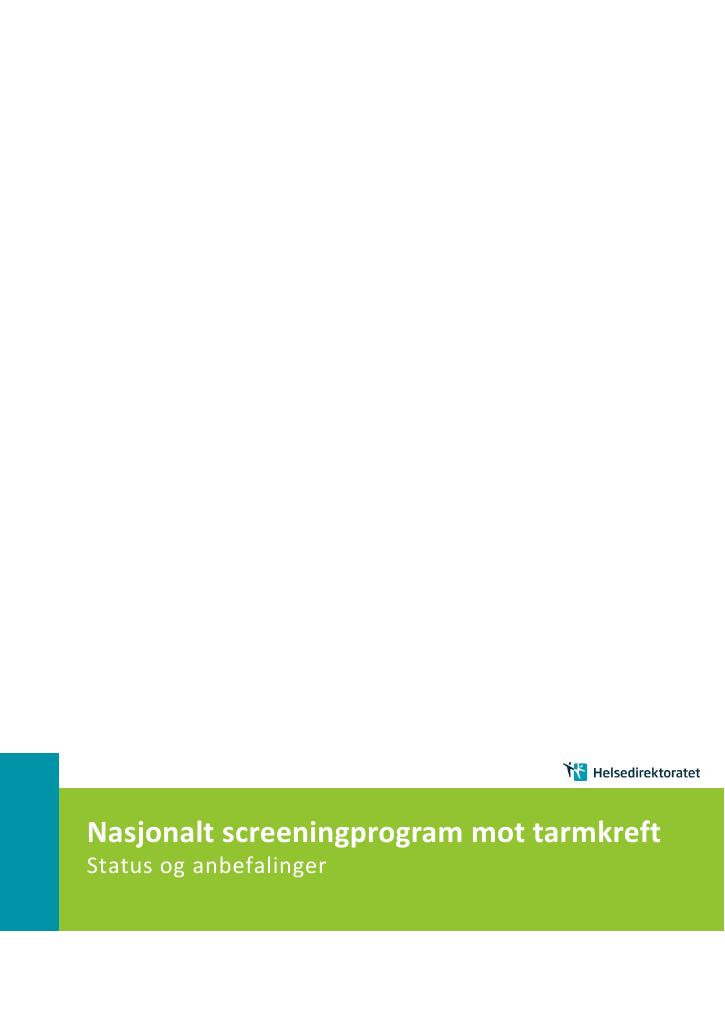 Forsiden av dokumentet Nasjonalt screeningprogram mot tarmkreft