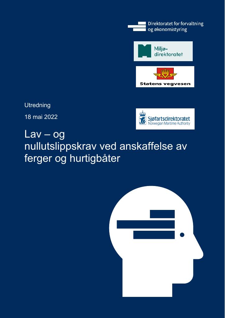 Forsiden av dokumentet Lav- og nullutslippskrav ved anskaffelse av ferger og hurtigbåter
