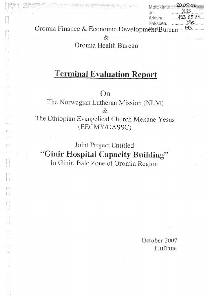 Forsiden av dokumentet GHCBP Terminal Evaluation Report 2007