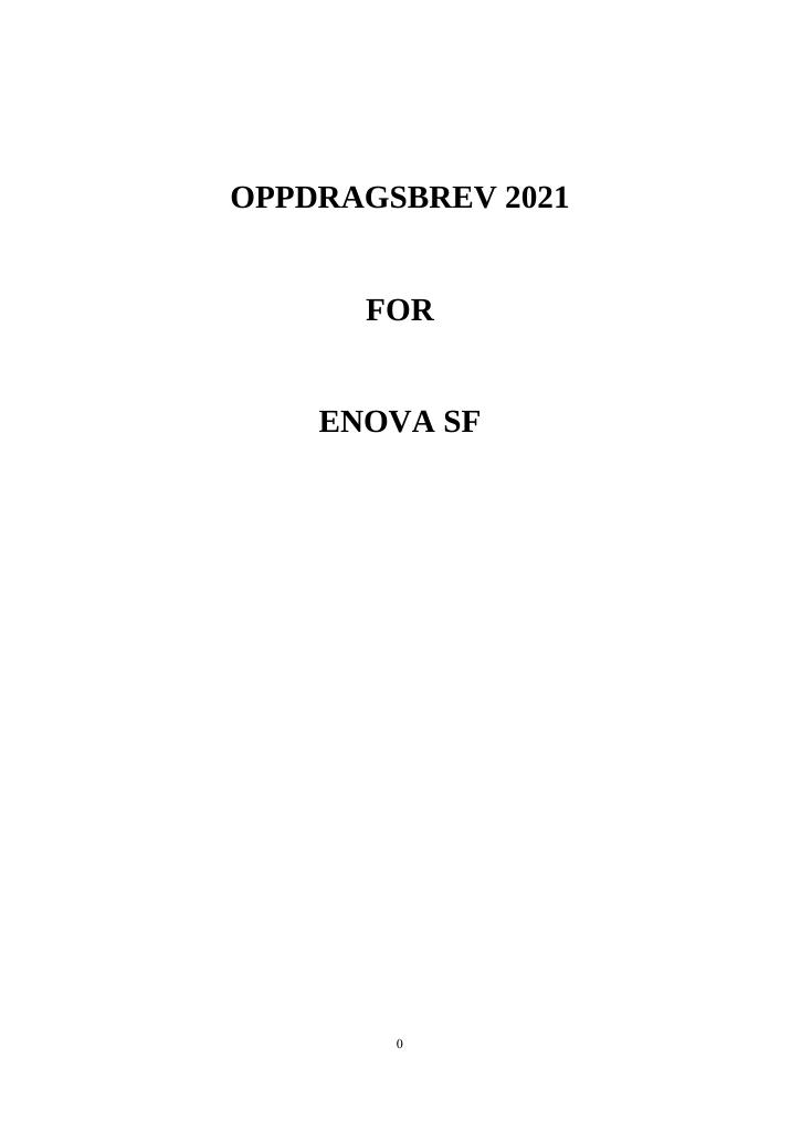 Forsiden av dokumentet Oppdragsbrev Enova SF 2021