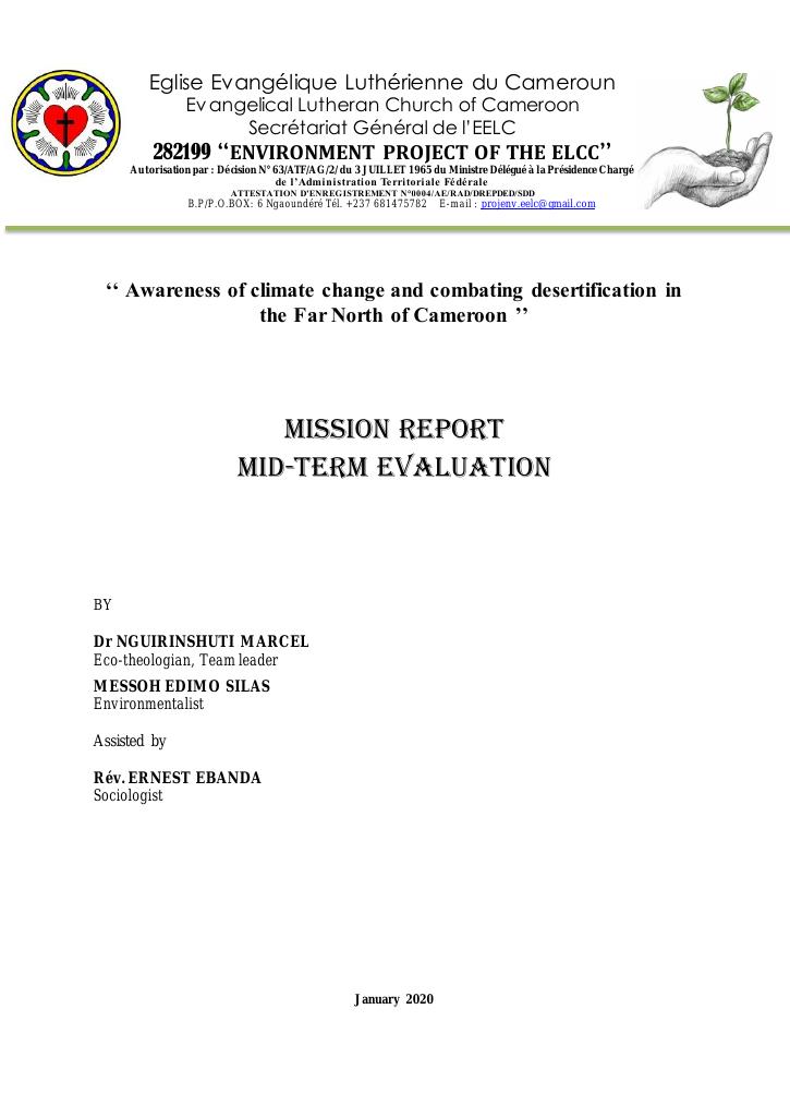 Forsiden av dokumentet Mission Report Mid-Term Evaluation